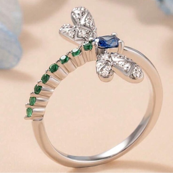 Cubic Zirconia Dragonfly Ring - Picture 4 of 7